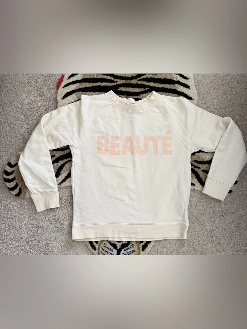 J.Crew Beauté Graphic Sweatshirt Cream Rose Gold Metallic